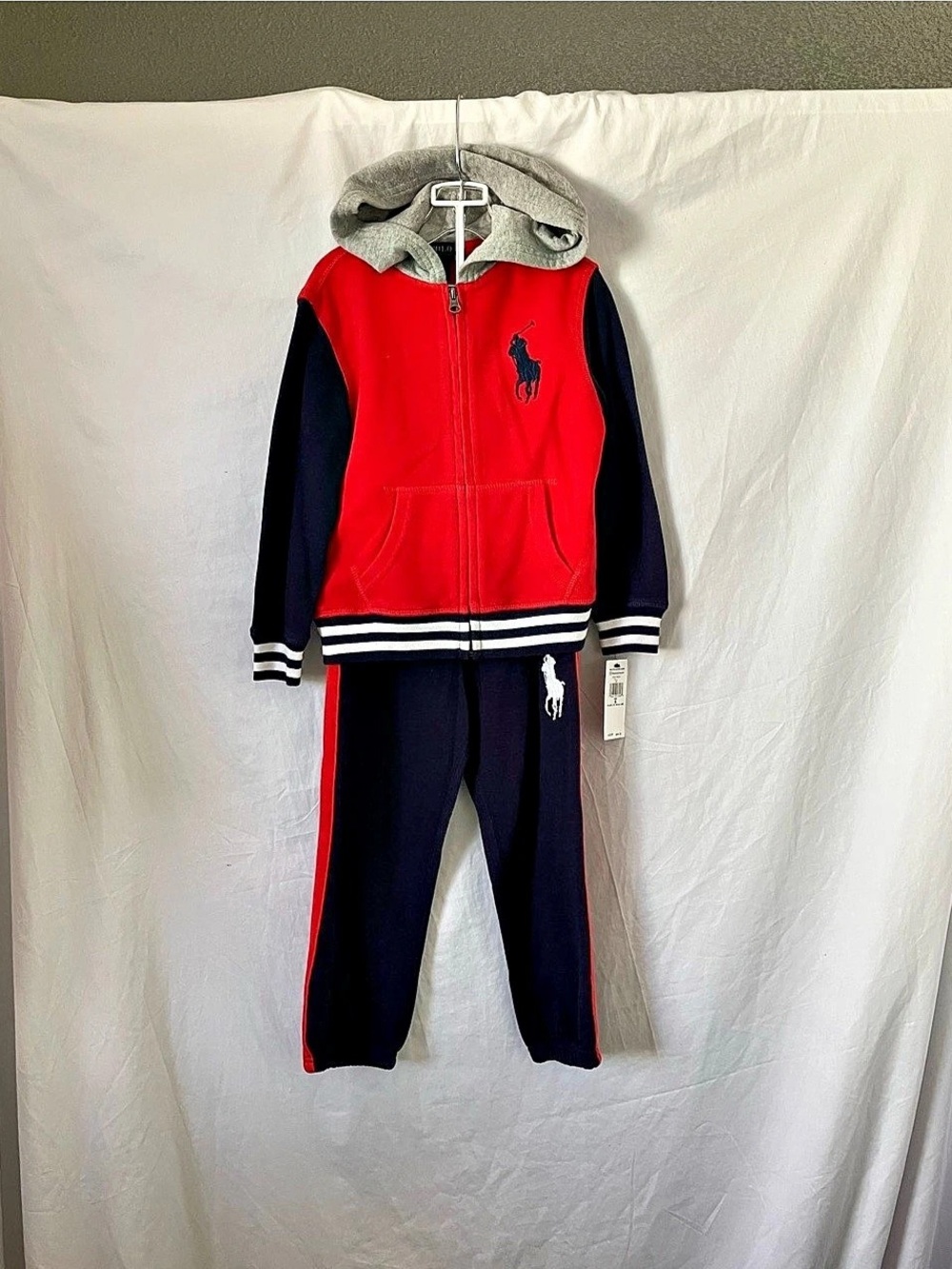 Polo Ralph Lauren Boys Big Pony Fleece Hoodie and Jogger Pants Set Size 5 Red &